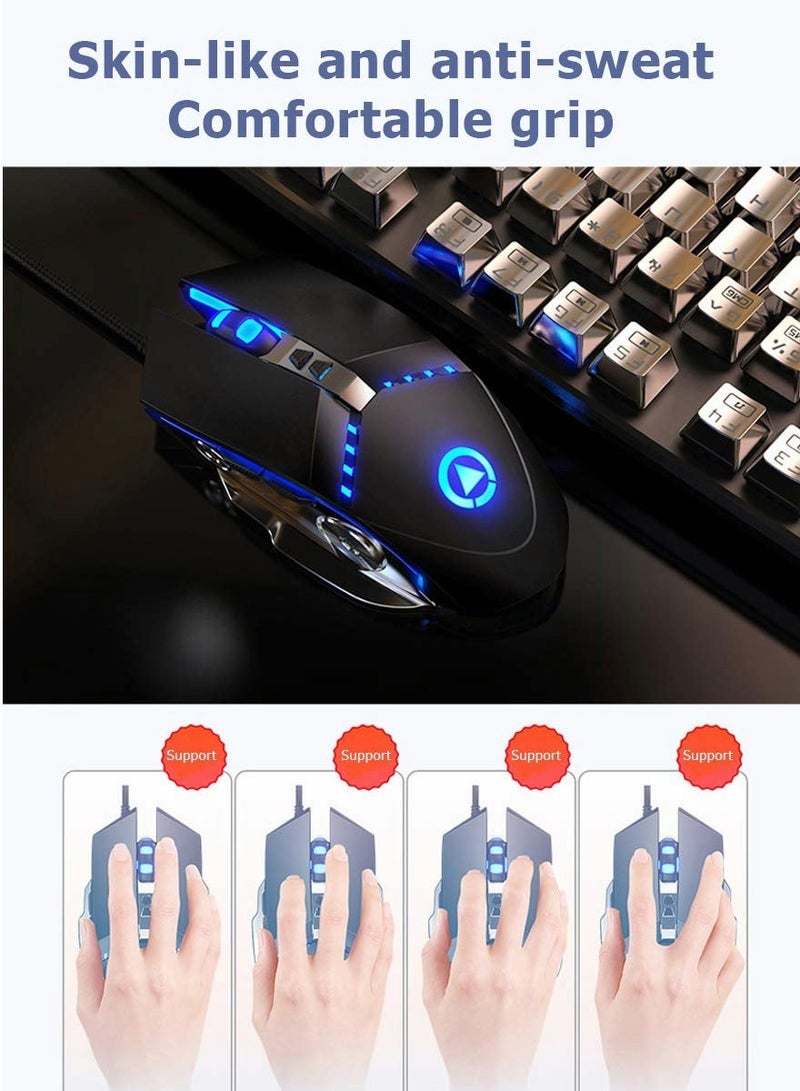 Gaming Mouse USB Wired RGB Backlit Silent Click Gamer Mouse with 4 Adjustable DPI Up to 3200, Comfortable Grip Ergonomic Optical Gaming Mice for Laptop PC Gamer Computer - Image 5
