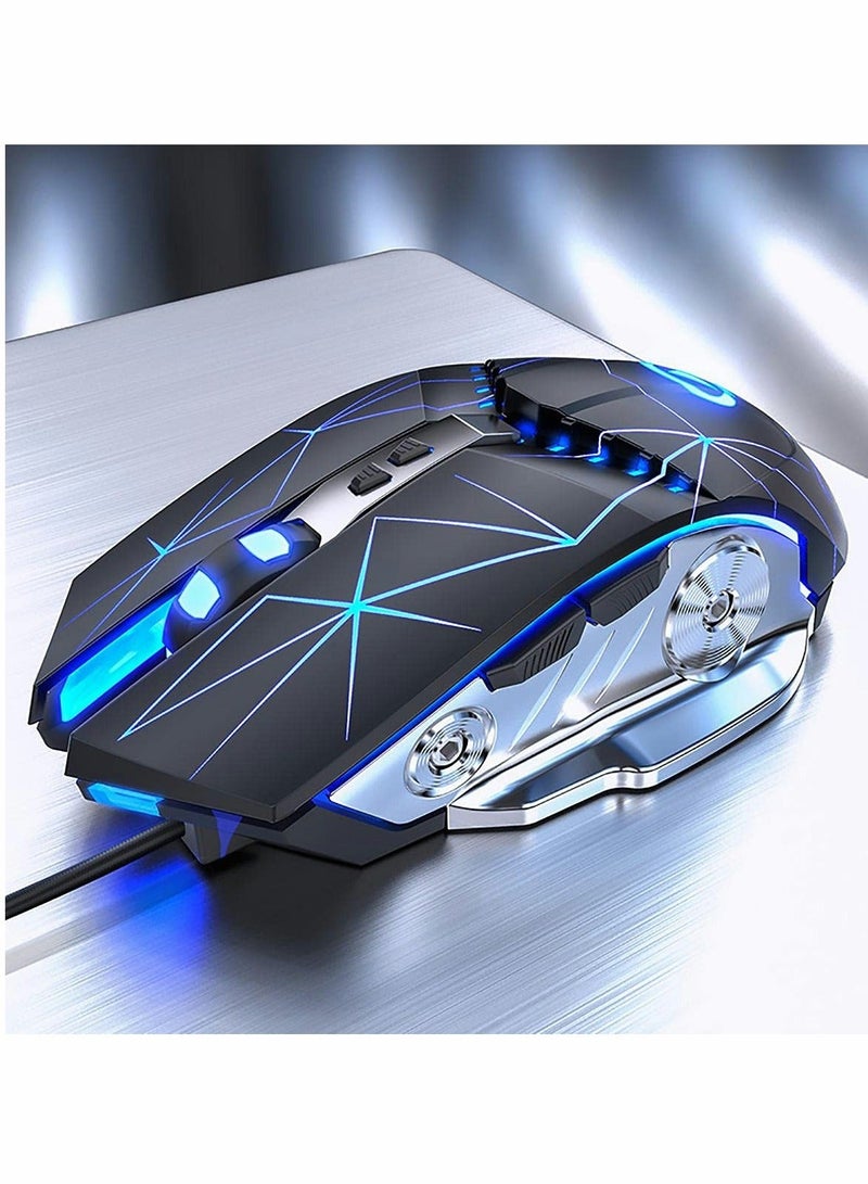 Gaming Mouse USB Wired RGB Backlit Silent Click Gamer Mouse with 4 Adjustable DPI Up to 3200, Comfortable Grip Ergonomic Optical Gaming Mice for Laptop PC Gamer Computer - Image 1