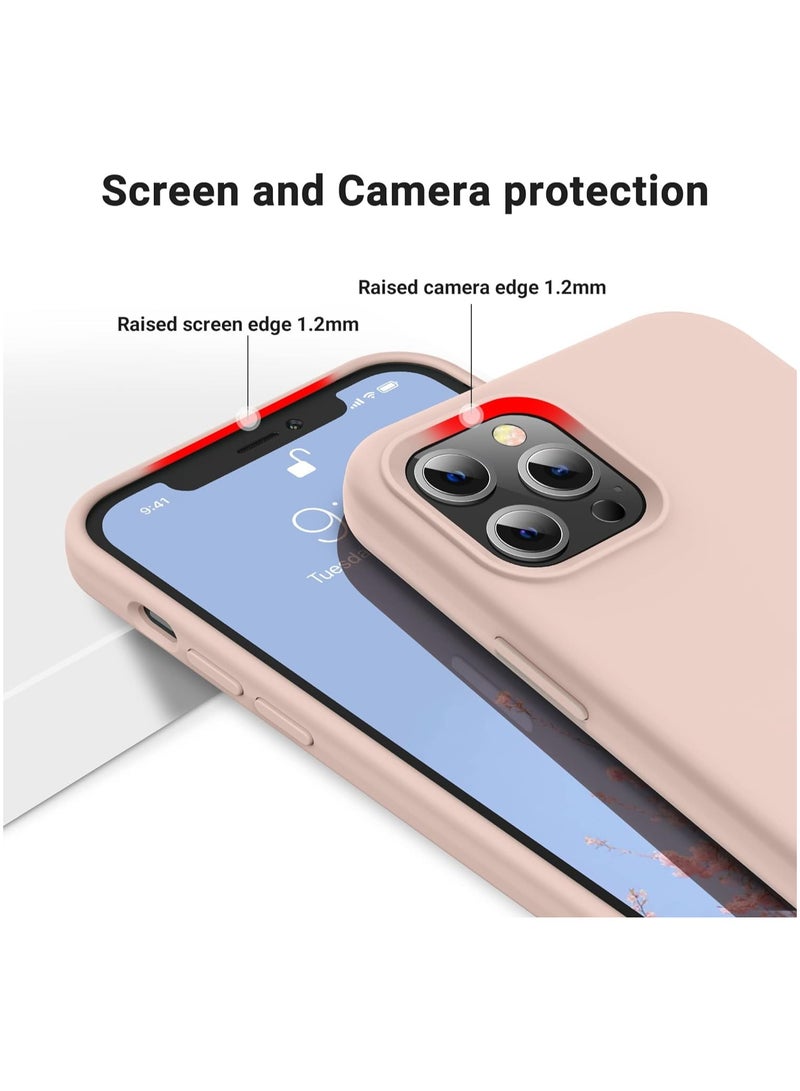 متوافق مع جراب iPhone 11 Pro Max مقاس 6.5 بوصة من السيليكون السائل النحيف 4 طبقات من مطاط الجل الناعم المقاوم للصدمات مع بطانة من الألياف الدقيقة المضادة للخدش (رمل وردي) - Image 5