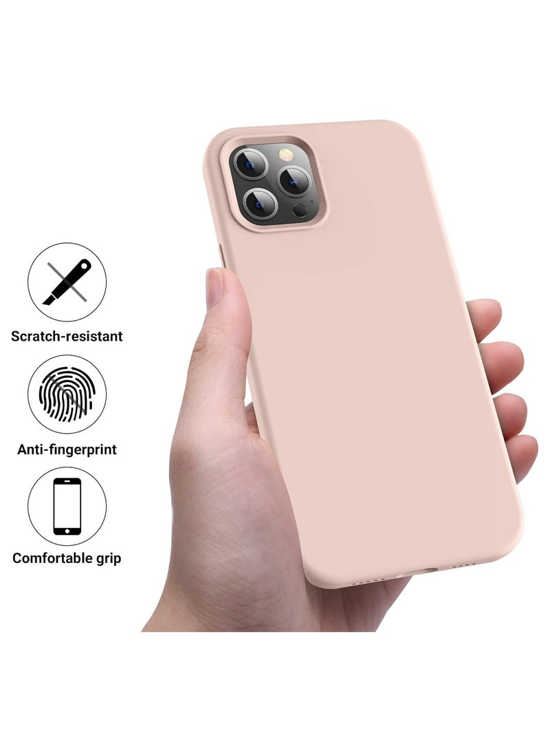 متوافق مع جراب iPhone 11 Pro Max مقاس 6.5 بوصة من السيليكون السائل النحيف 4 طبقات من مطاط الجل الناعم المقاوم للصدمات مع بطانة من الألياف الدقيقة المضادة للخدش (رمل وردي) - Image 2