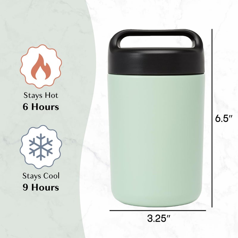 Goodful Stainless Steel Food Jar, Double Wall Vacuum Sealed Insulated Food Storage Container with Carry Handle Lid, 16-Ounce, Sage - Image 4