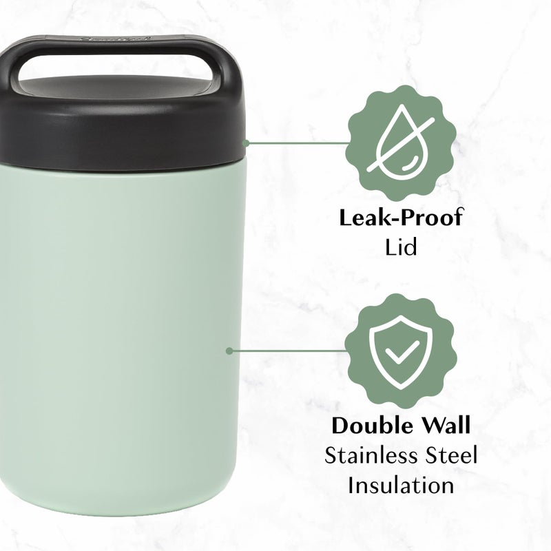 Goodful Stainless Steel Food Jar, Double Wall Vacuum Sealed Insulated Food Storage Container with Carry Handle Lid, 16-Ounce, Sage - Image 3