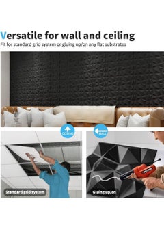 GUDOO 12 Pack 3D Wall Panels 3D Texture PVC Wallpaper Diamond Design Decorative Wall Cover Length 30cm width 30cm  - Image 5