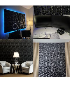 GUDOO 12 Pack 3D Wall Panels 3D Texture PVC Wallpaper Diamond Design Decorative Wall Cover Length 30cm width 30cm  - Image 4