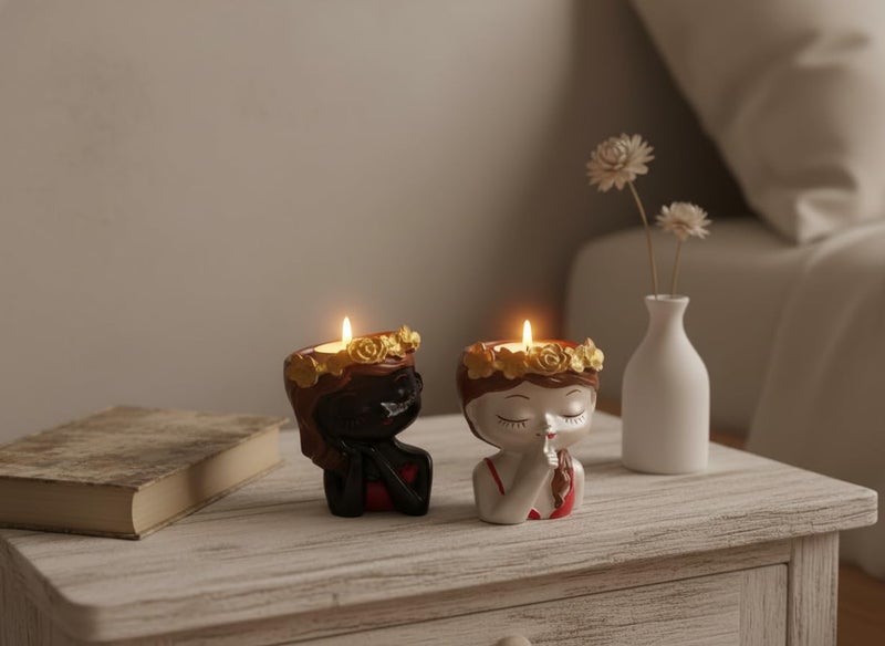 Princess Candle Holder Set of 2 – Gold Crown Design | Real Poured Wax Candle Included | Handmade Home Decor | Gift for Girls and Women | Table Accent - Image 3