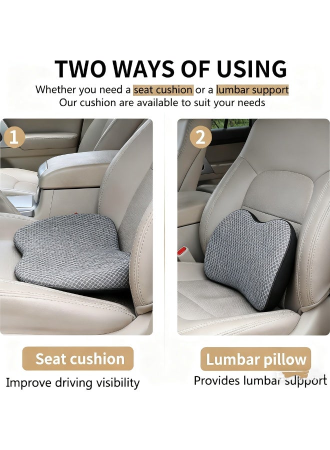 Halamodo Car Seat Cushion - Memory Foam Car Seat Pad - Sciatica & Lower Back Pain Relief - Car Seat Cushions for Driving - Road Trip Essentials for Drivers(Grey) - Image 3