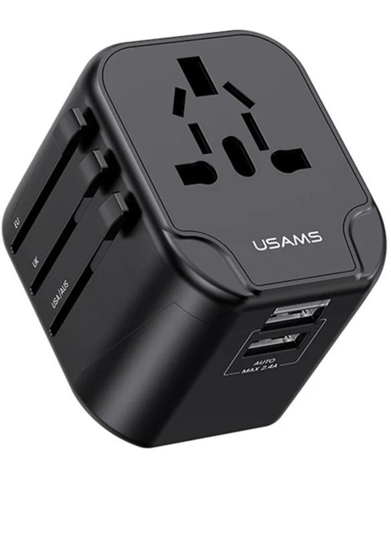 USAMS US-CC173 T55 12W Dual USB Universal Travel Charger US / AU / EU / UK Plug Converter - Image 1