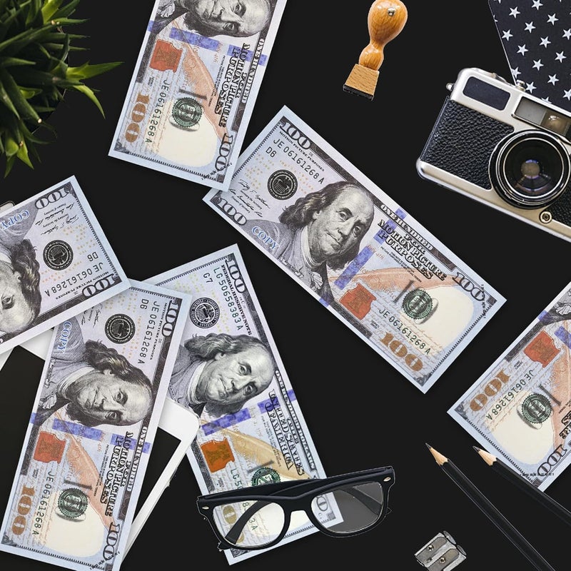 SpinLaLa 200 Pieces 100 Dollar Prop Money Play Money - Movie Prop Money 100 Dollar Bills Realistic, Play Money for Kids Learning, Fake Toy Money that Looks Real Actual Size, Perfect Money Party Decorations - Image 4