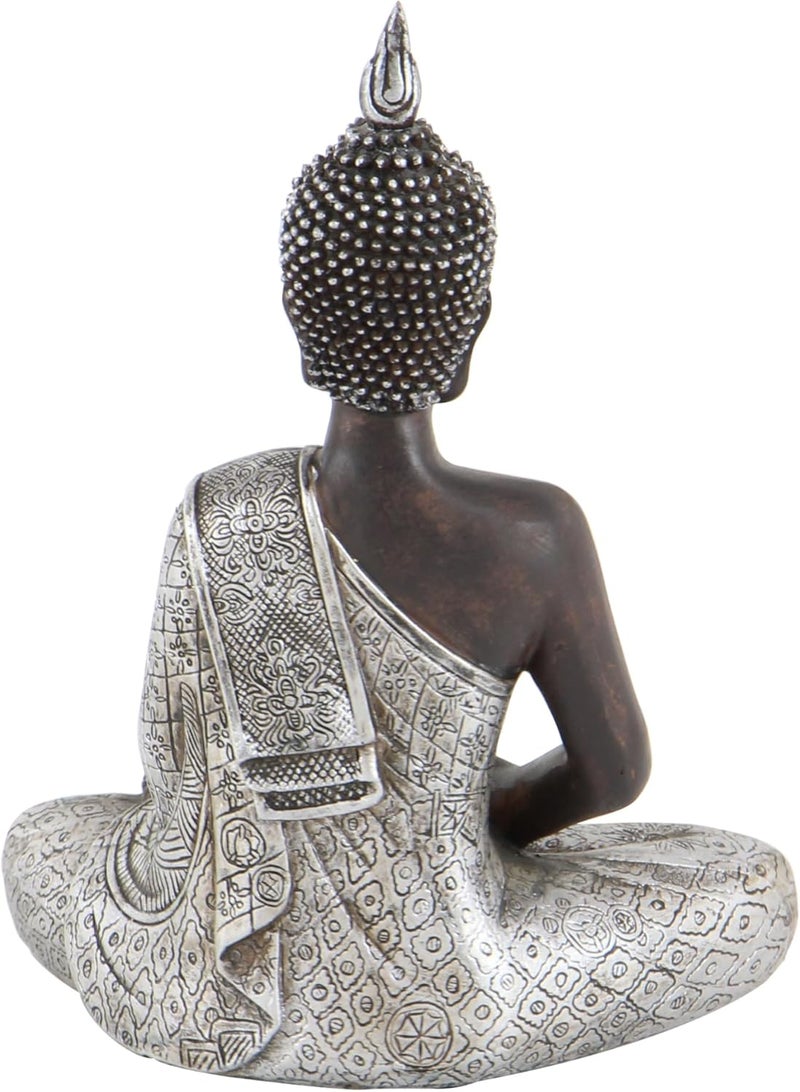 Deco 79 Polystone Buddha Decorative Sculpture - Meditating Home Decor Statue with Engraved Carvings, 6" x 4" x 8", Black - Image 3