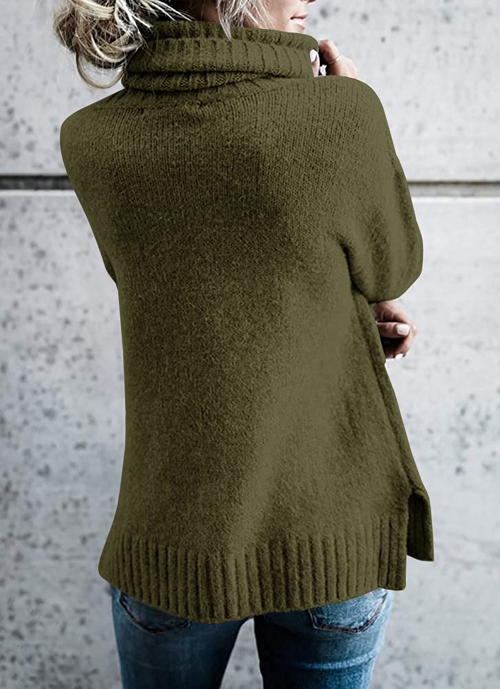FISACE Womens Oversized Turtleneck Pullover Sweater Cable Knit Long Sleeve Sweater Tops - Image 4