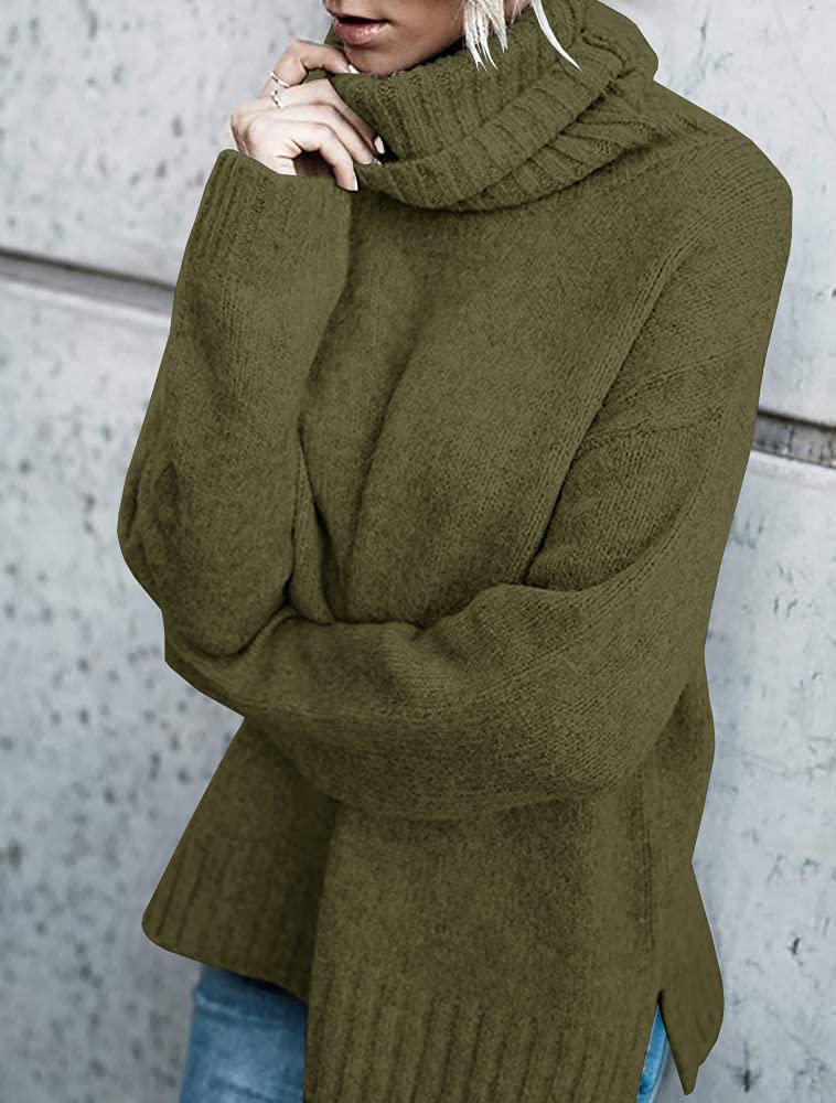 FISACE Womens Oversized Turtleneck Pullover Sweater Cable Knit Long Sleeve Sweater Tops - Image 3