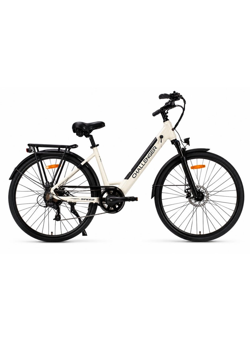 Challenger EC500M 360W 7-Speed Rear Wheel Electric Bike for Adults, 27-Inch Size, White - Image 1