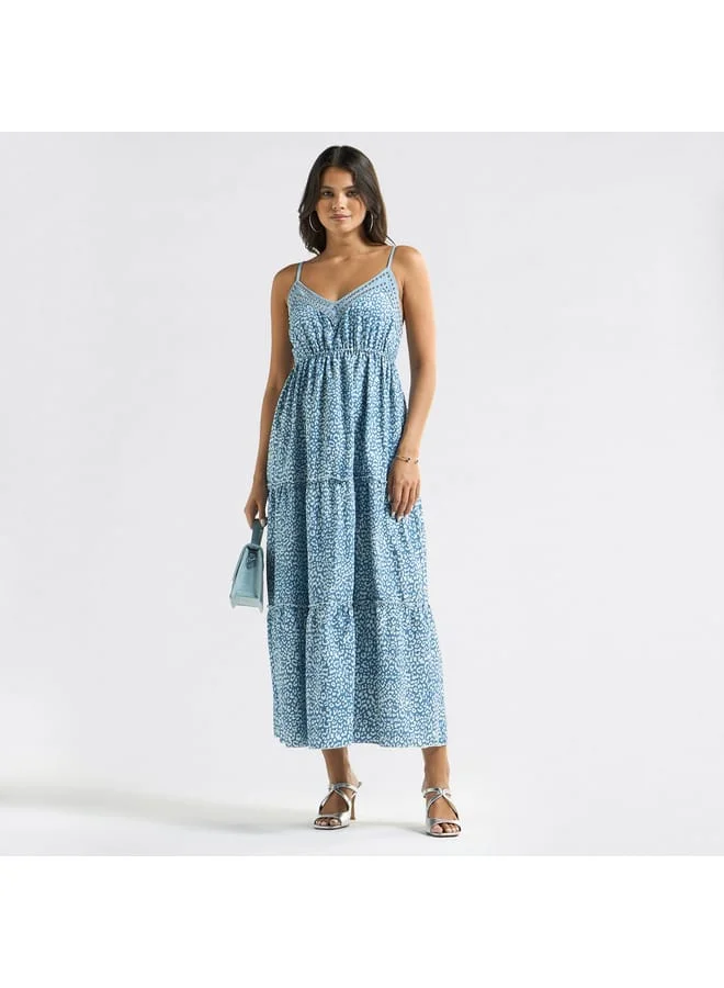 Splash FAV All-Over Animal Print Sleeveless Tiered Dress