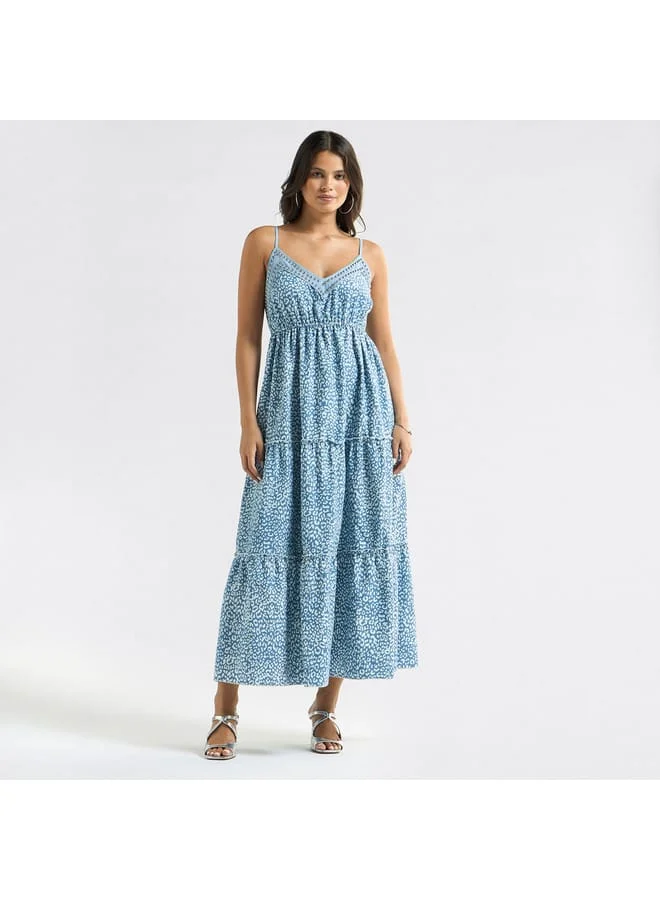 Splash FAV All-Over Animal Print Sleeveless Tiered Dress