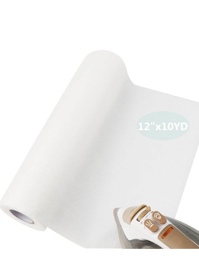 Fusible Iron on No Show Mesh Machine Embroidery Stabilizer, Backing 10" x 25Yd roll - Light Weight 1.8 oz for Machine Embroidery and Hand Sewing