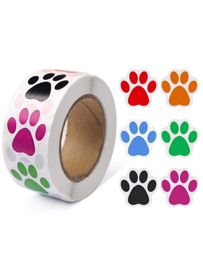 Pengxiaomei Paw Prints Stickers(1 Inch/ 500 Stickers) Dog Stickers Dog Puppy Paw Prints Stickerscolorful Selfadhesive Labels Animal Decalpaw Prints Envelope Seal For Classroom Kids (Black+Multi 1 Inch)  - Image 1