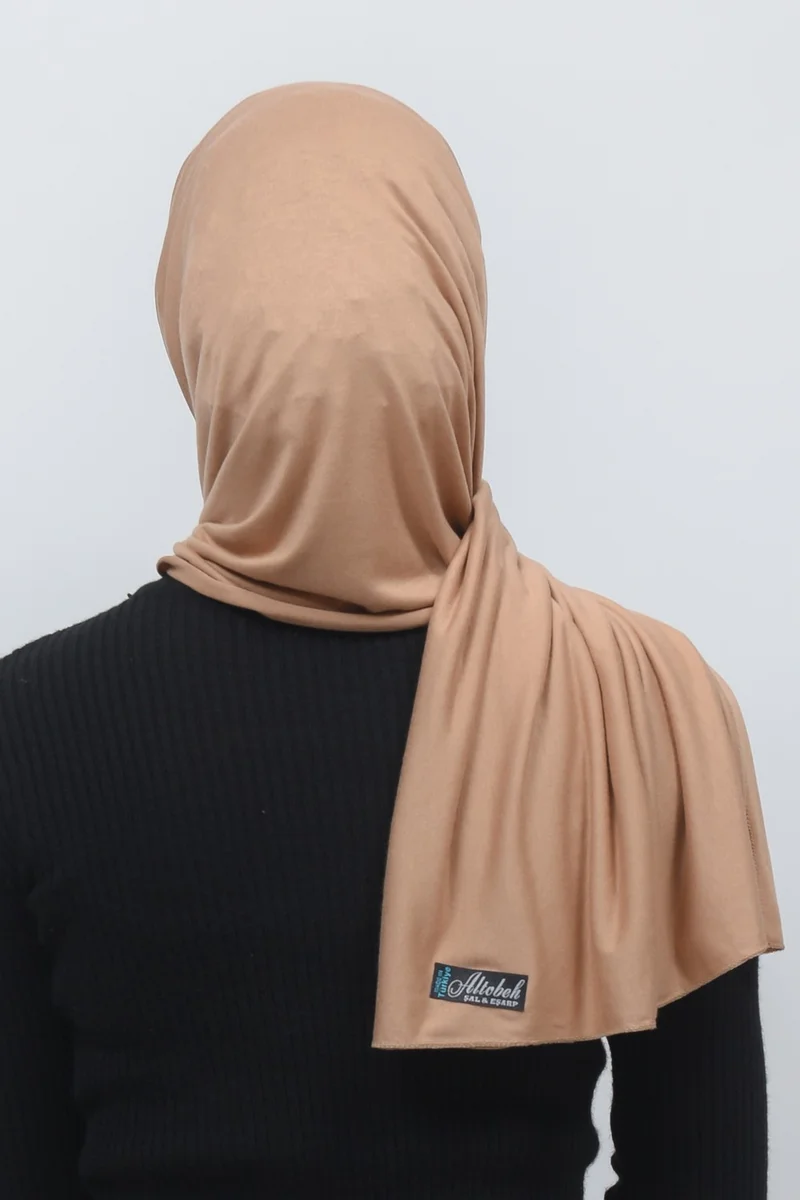 التوبة Hijab Combed Cotton Shawl Plain-Dark Beige