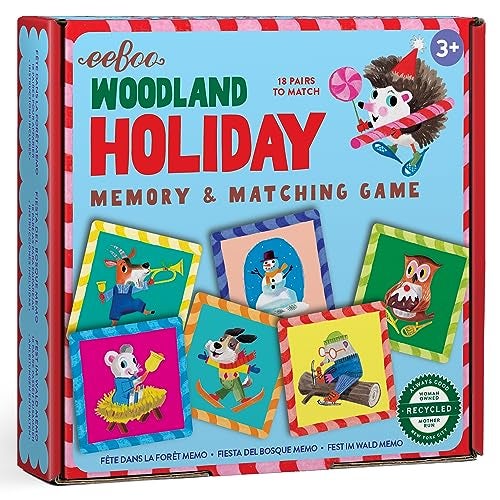 eeBoo Memory Matching Game Woodland Holiday 18 Themed Matching Pairs Educational Preschool Game Kids Ages 3 14 Players - Image 1