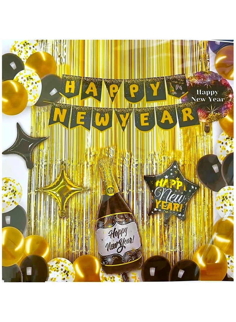 مجموعة بالونات ولافتة من رقائق الفويل لحفلات رأس السنة الجديدة - Image 1