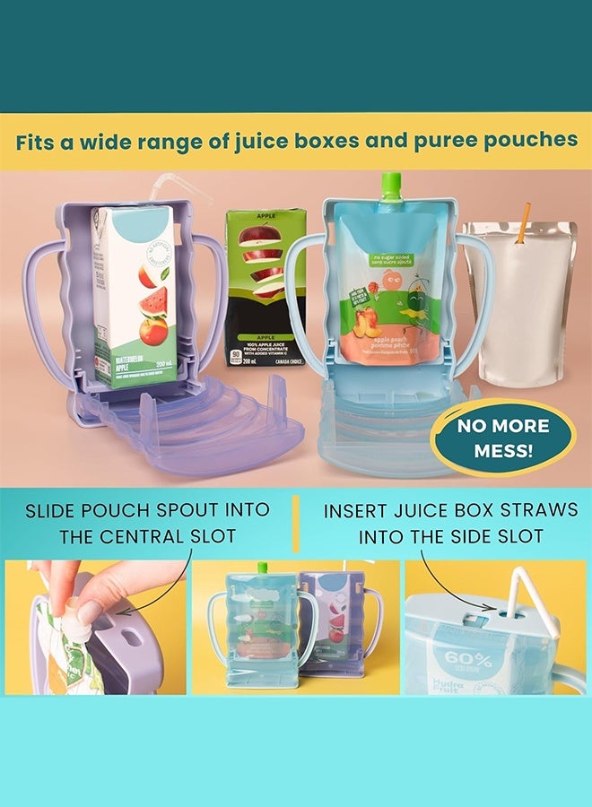 MVAQKLM  Baby Pouch Holder, No Squeeze Baby Food Pouch & Juice Box Holder, Food-Safe Container With Easy-grab Handles & Lid, Anti-Squeeze Yogurt Pouch Reusable Toddler Essentials (2 Pack)  - Image 4