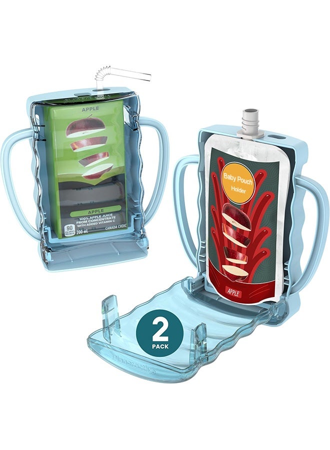 MVAQKLM  Baby Pouch Holder, No Squeeze Baby Food Pouch & Juice Box Holder, Food-Safe Container With Easy-grab Handles & Lid, Anti-Squeeze Yogurt Pouch Reusable Toddler Essentials (2 Pack)  - Image 1