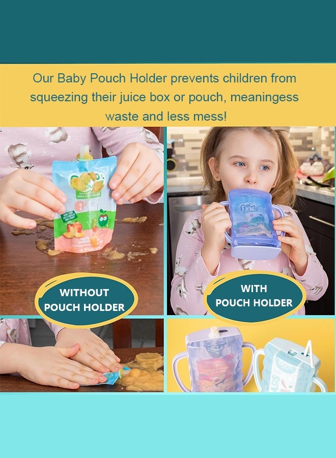 MVAQKLM  Baby Pouch Holder, No Squeeze Baby Food Pouch & Juice Box Holder, Food-Safe Container With Easy-grab Handles & Lid, Anti-Squeeze Yogurt Pouch Reusable Toddler Essentials (2 Pack)  - Image 2