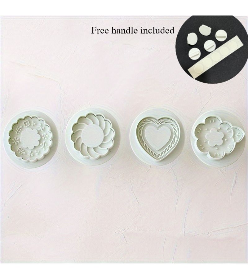 White 4 Piece Heart Sugar Cookie Molds Set for Baking Decor - Image 5