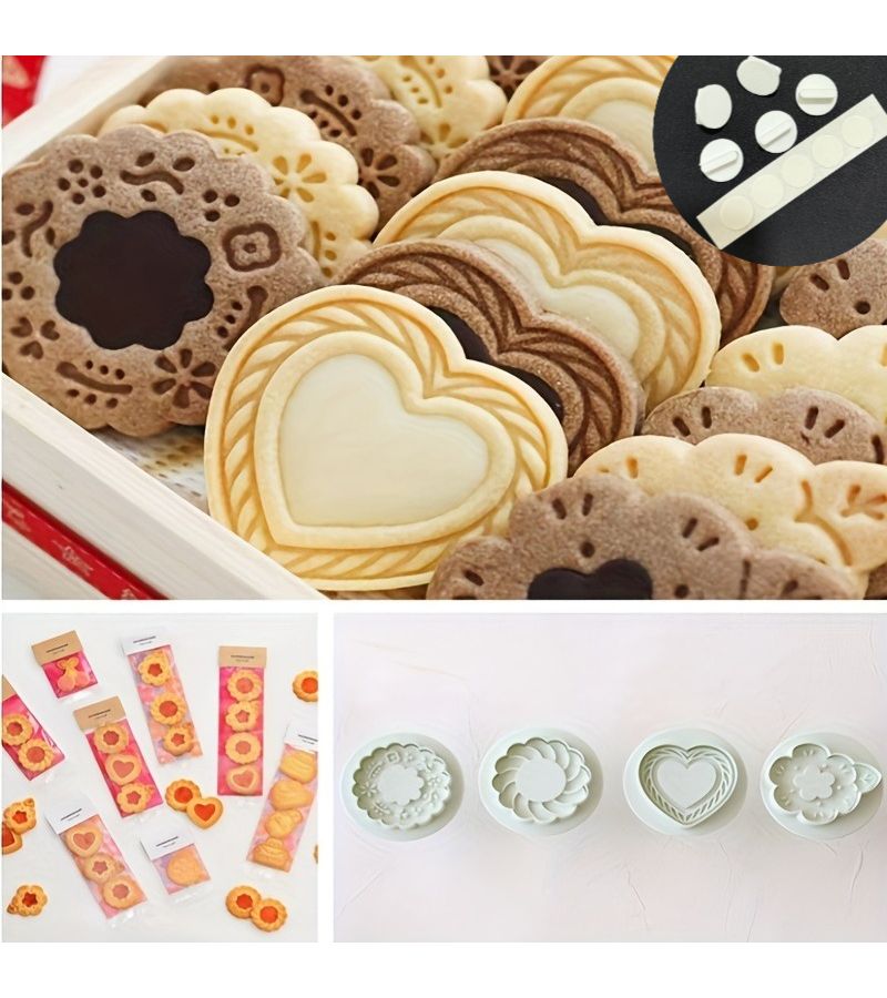 White 4 Piece Heart Sugar Cookie Molds Set for Baking Decor - Image 1