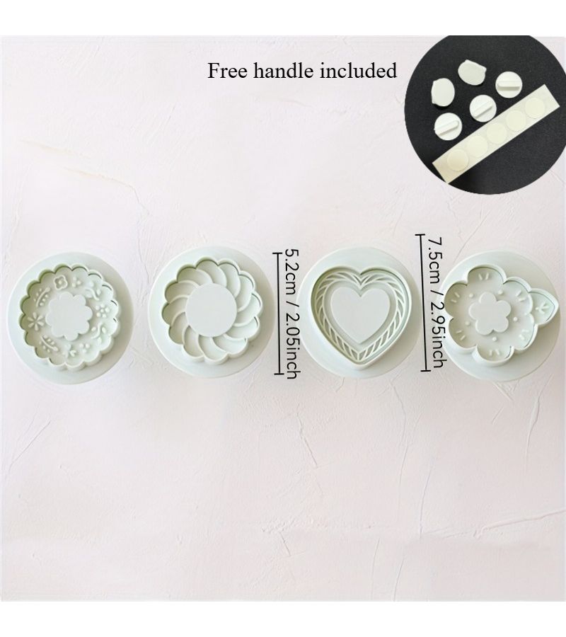 White 4 Piece Heart Sugar Cookie Molds Set for Baking Decor - Image 3