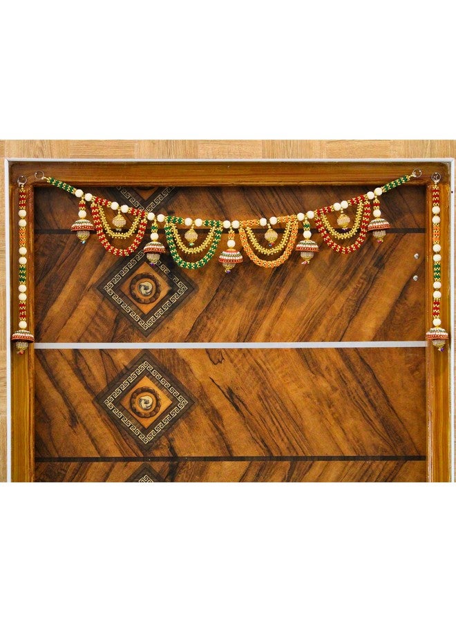 JH Gallery Handmade Plastic Beads Handmade Traditional Door Hanging/Bandarwal/Toran for Door, Traditional Bandarwal, Torans for Entrance Door Set for Door, 37" inch (Multicolor) - Image 2