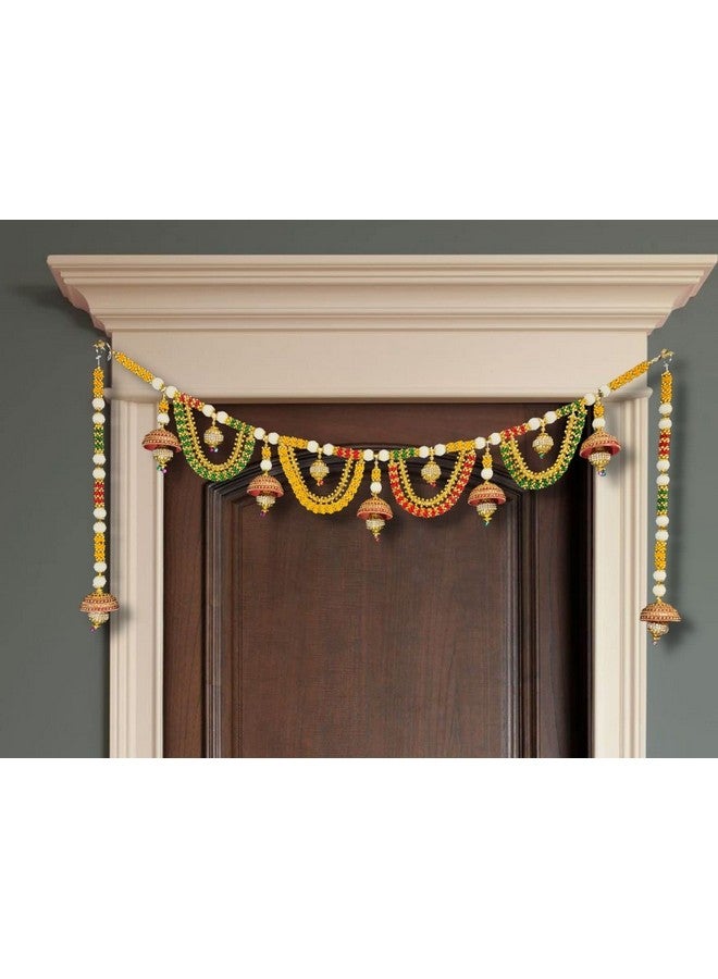 JH Gallery Handmade Plastic Beads Handmade Traditional Door Hanging/Bandarwal/Toran for Door, Traditional Bandarwal, Torans for Entrance Door Set for Door, 37" inch (Multicolor) - Image 1