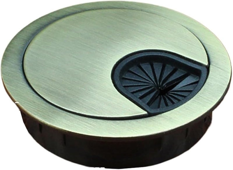Green Bronze 80MM Zinc Alloy Round Desk Grommet Cable Hole Cover for Home Office Cable Management - Image 1
