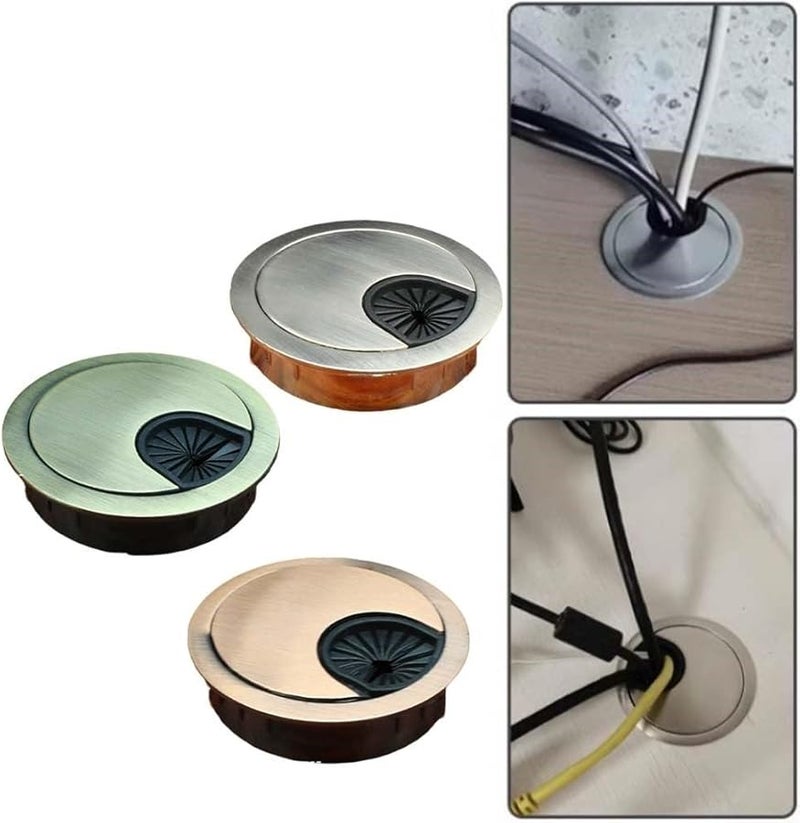 Green Bronze 80MM Zinc Alloy Round Desk Grommet Cable Hole Cover for Home Office Cable Management - Image 3