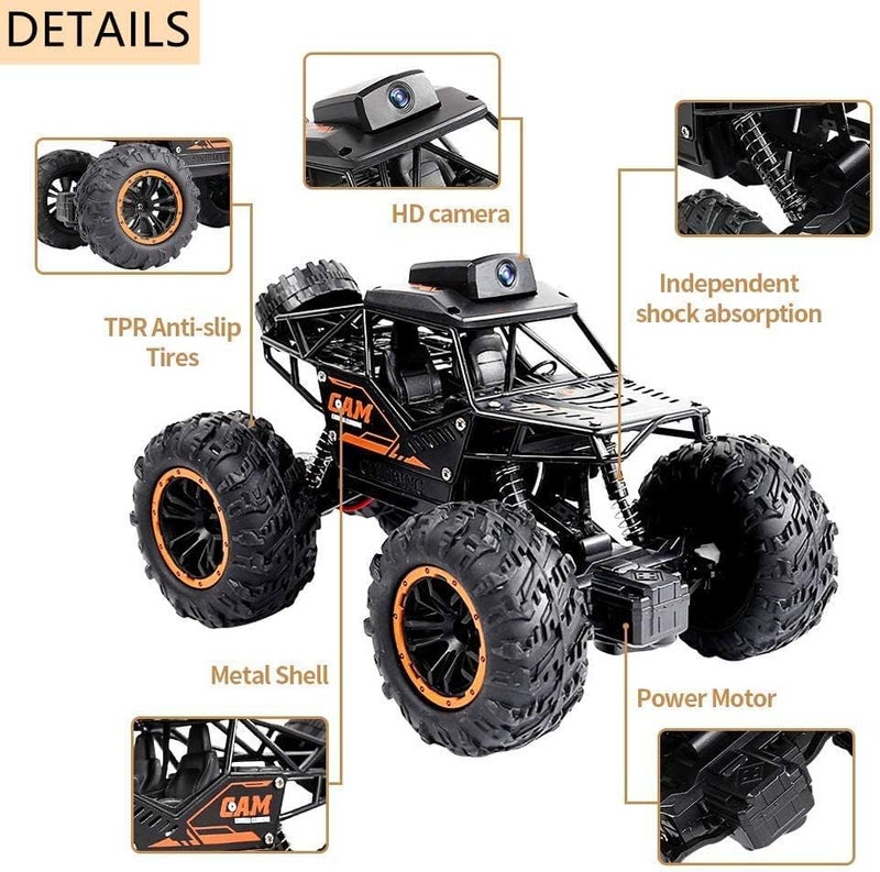 RAMNATH IMPEX Remote Control Car Rc Cars with 720P Hd FPV WiFi Camera|2.4Ghz 1/18 Scale Off-Road Remote Control Truck Monster Trucks for Toddlers Kids Adults|Gift for Boys & Girls.(H), Black - Image 3