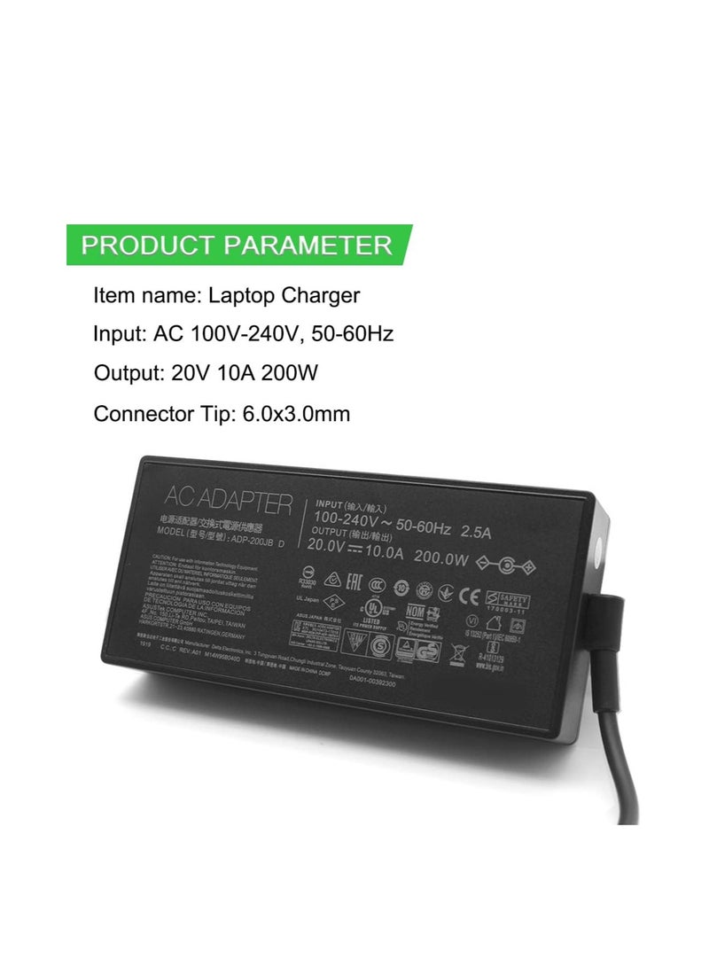 Terabyte ADP-200JB D 20V 10A 200W 6.0x3.7mm Replacement Power Adapter Charger for Asus ROG Zephyrus GA503QS GA503QR GA503QM / Strix G15 G513QC G513Q - Image 5