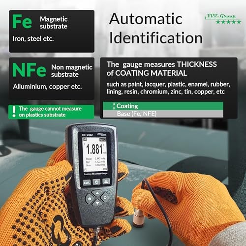 VVV-Group Coating Thickness Gauge CM-208Z Professional Industrial Paint Meter with External Probe/Measuring Range: 0~120mils (0~3000 um) / Resol: 0.001mils / PC Connection - Image 2