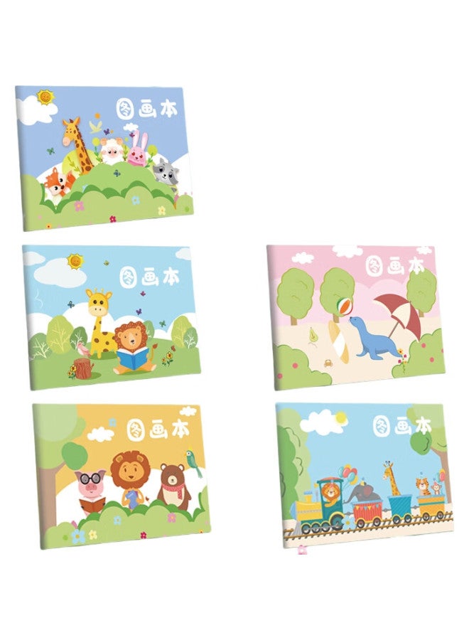 Simaa A4/20 Sheets Children's Blank Sketchbook, Kindergarten And Elementary School Student Art Drawing Doodle Book, 5-pack - Image 2