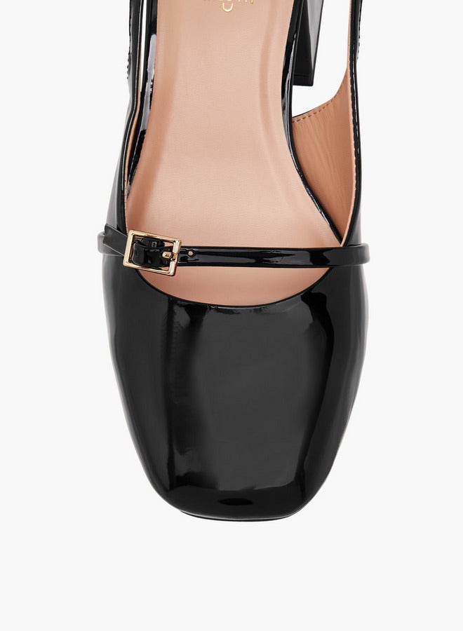 Celeste Women's Solid Slingback Shoes with Block Heels - Image 4