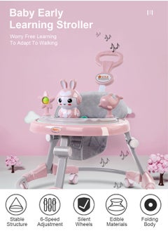 MaBaby Multifunctional Baby Walker with Adjustable Height Detachable Music Board Slient Wheel Smooth Sliding with Linen Seat Cushion for Baby Early Learing Stroller  - Image 1