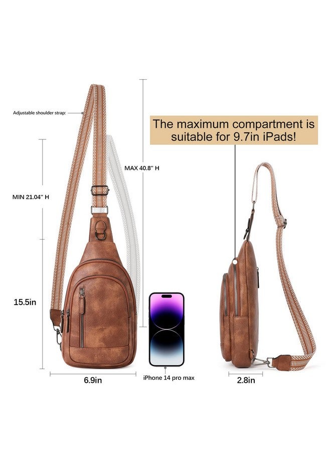 CLUCI CLUCI Sling Bag for Women, Cross Body Bag for Women, Sling Bag, Crossbody Bag for Women, Large Leather Sling Backpack Casual Daypack Hiking Cycling Brown - Image 2