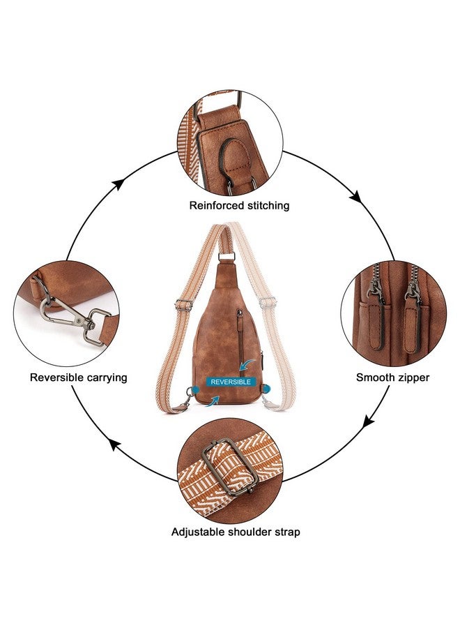 CLUCI CLUCI Sling Bag for Women, Cross Body Bag for Women, Sling Bag, Crossbody Bag for Women, Large Leather Sling Backpack Casual Daypack Hiking Cycling Brown - Image 4