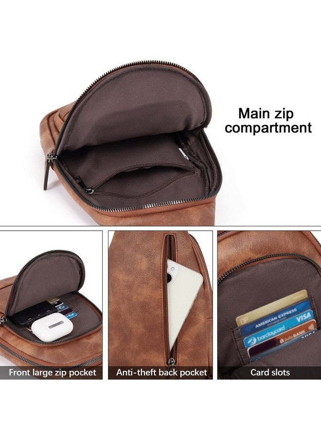 CLUCI CLUCI Sling Bag for Women, Cross Body Bag for Women, Sling Bag, Crossbody Bag for Women, Large Leather Sling Backpack Casual Daypack Hiking Cycling Brown - Image 3