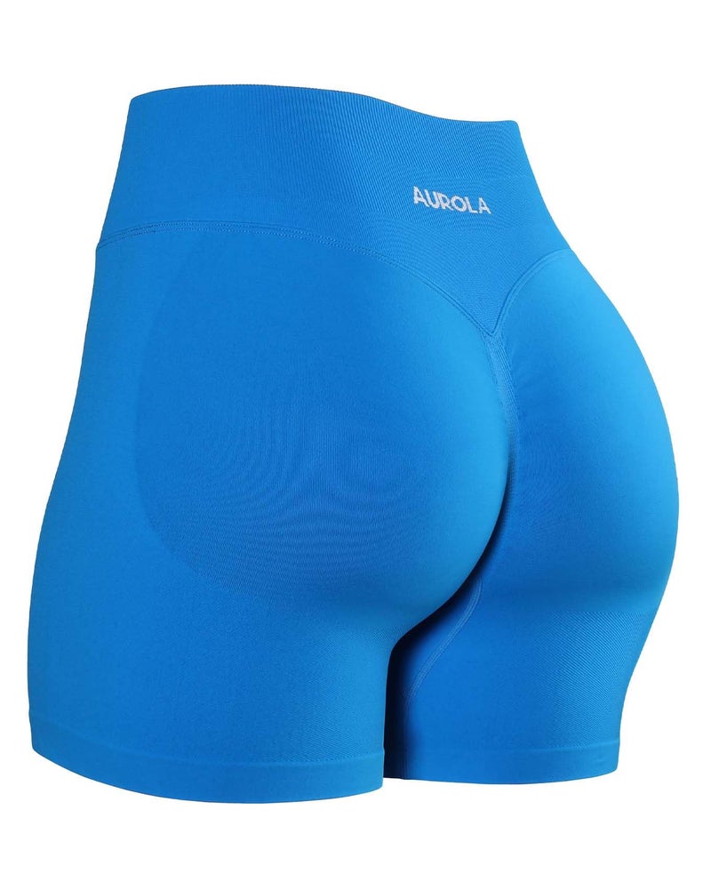 AUROLA Influence Collection Workout Shorts for Women,No Roll Up Squat Proof New Scrunch Seamless Compression Gym Short, Indigo, S - Image 1