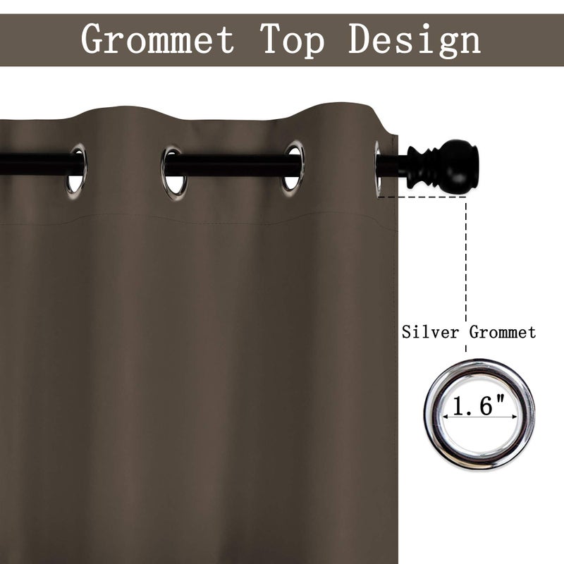 DECOVSUN Solid Grommet Top Brown Valance for Kitchen Windows Blackout Curtain Valance for Living Room Short Straight Drape Valance for Bedroom Kids Room/Cafe/Loft 52X18 1 Panel Coffee Brown - Image 2