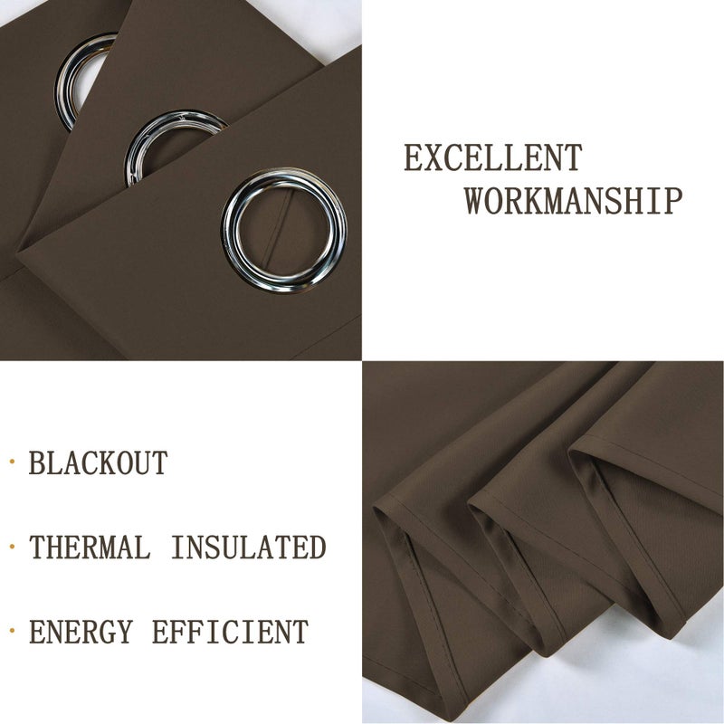 DECOVSUN Solid Grommet Top Brown Valance for Kitchen Windows Blackout Curtain Valance for Living Room Short Straight Drape Valance for Bedroom Kids Room/Cafe/Loft 52X18 1 Panel Coffee Brown - Image 4