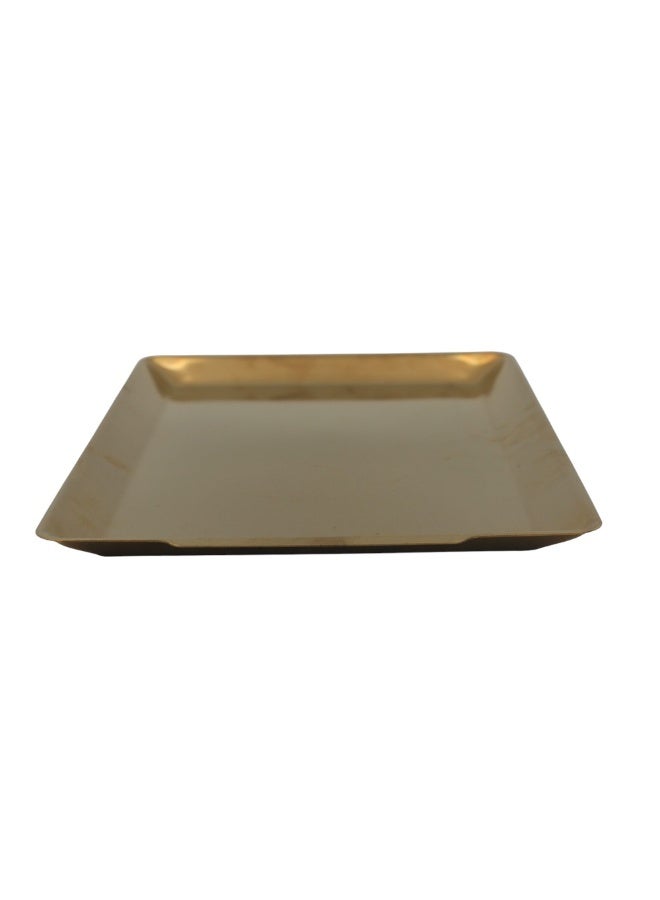 B&D rectangular serving tray 40x24cm, gold-tone stainless steel platter with raised rim and built-in handles, textured flat tray for sweets, dates, bread and table decor for guests and gatherings - Image 4