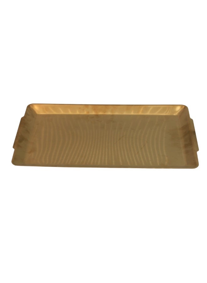 B&D rectangular serving tray 40x24cm, gold-tone stainless steel platter with raised rim and built-in handles, textured flat tray for sweets, dates, bread and table decor for guests and gatherings - Image 3