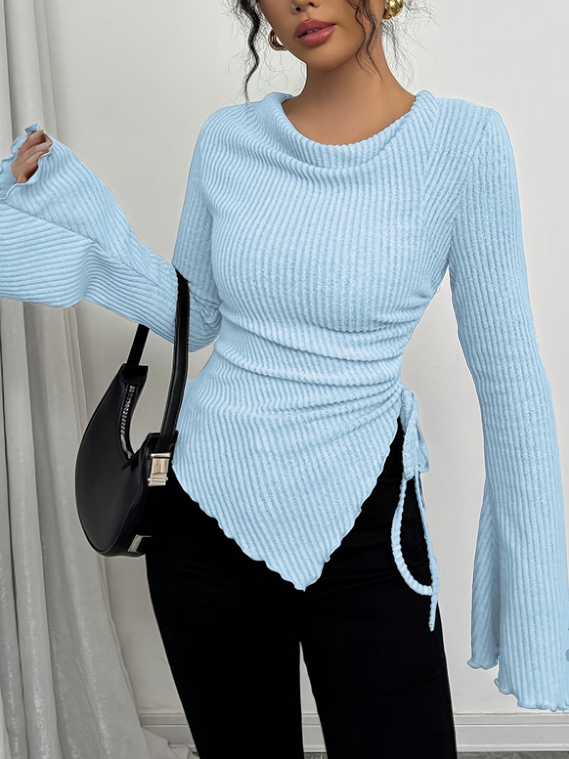 This Autumn and Winter Collection Is Perfect for Women's Dates, Commutes, and Outings. It Features a Casual and Elegant Solid Color That Is Versatile,, with a Round Neck, Flared Sleeves,... - Image 5