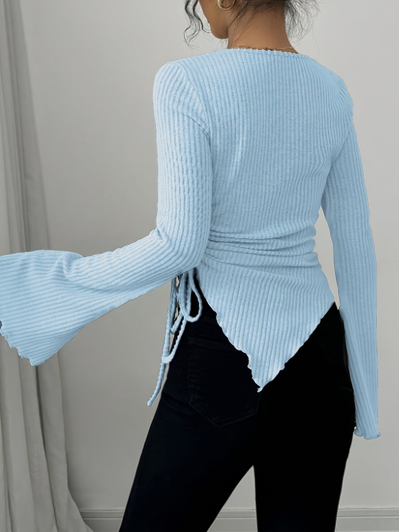 This Autumn and Winter Collection Is Perfect for Women's Dates, Commutes, and Outings. It Features a Casual and Elegant Solid Color That Is Versatile,, with a Round Neck, Flared Sleeves,... - Image 3