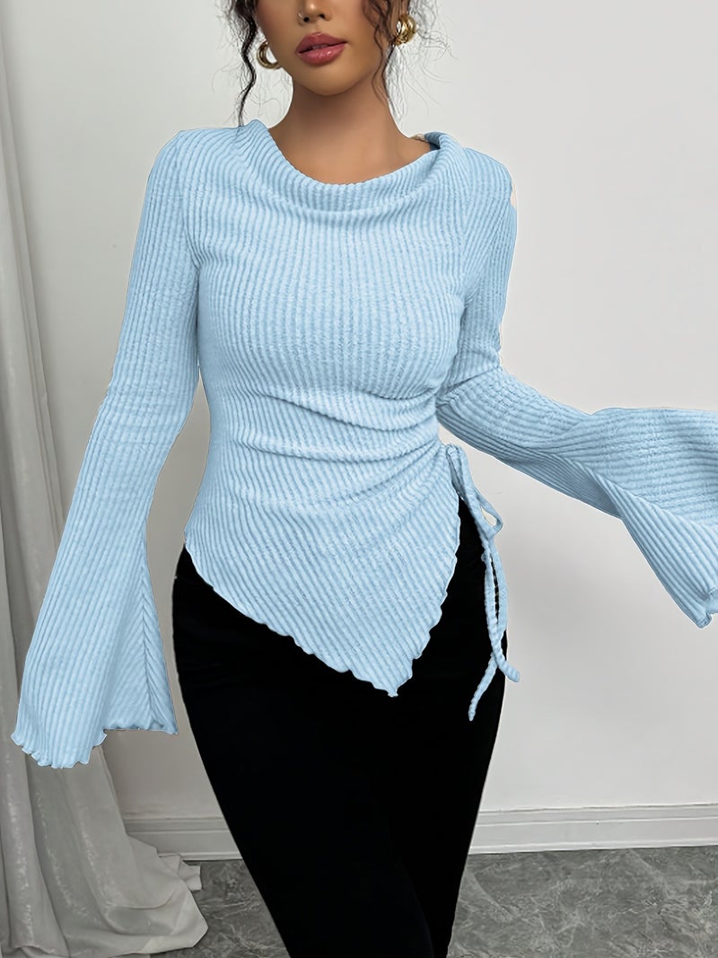 This Autumn and Winter Collection Is Perfect for Women's Dates, Commutes, and Outings. It Features a Casual and Elegant Solid Color That Is Versatile,, with a Round Neck, Flared Sleeves,... - Image 4